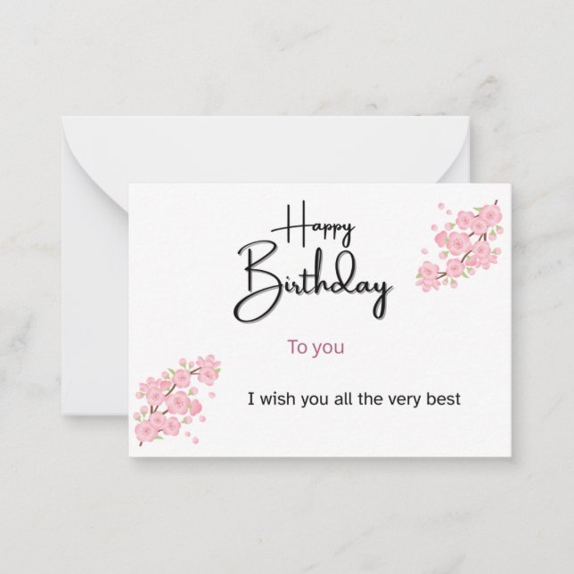 Trendy Happy Birthday Card | Editable Template | C Anteckningskort (Framsida)