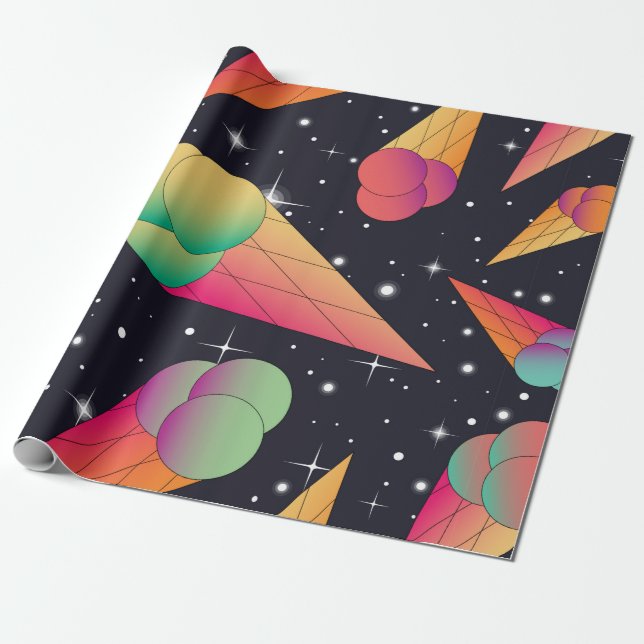 Trendy ice cream seamless pattern. Ice cream cones Presentpapper (Utrullad)