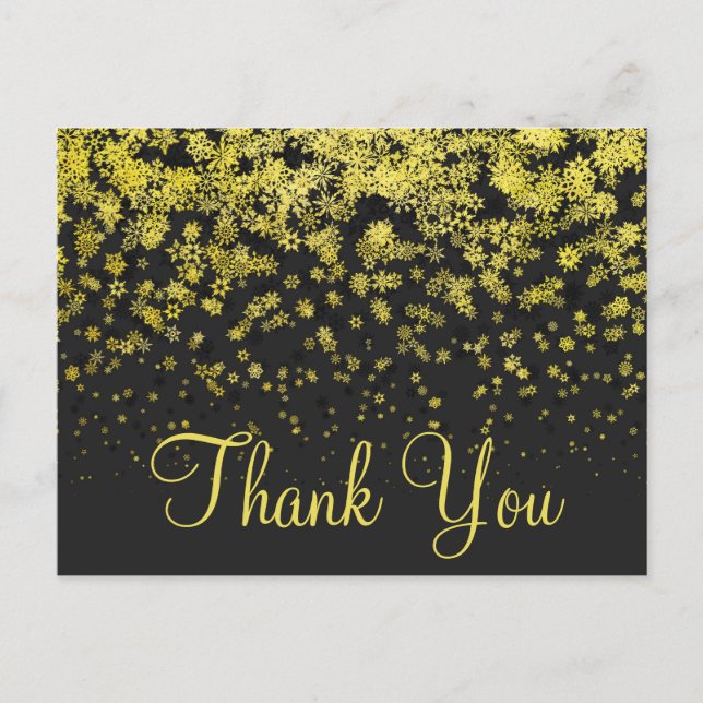Trendy Inexpensiv Gold Glitter Black Thank You Vykort (Framsida)