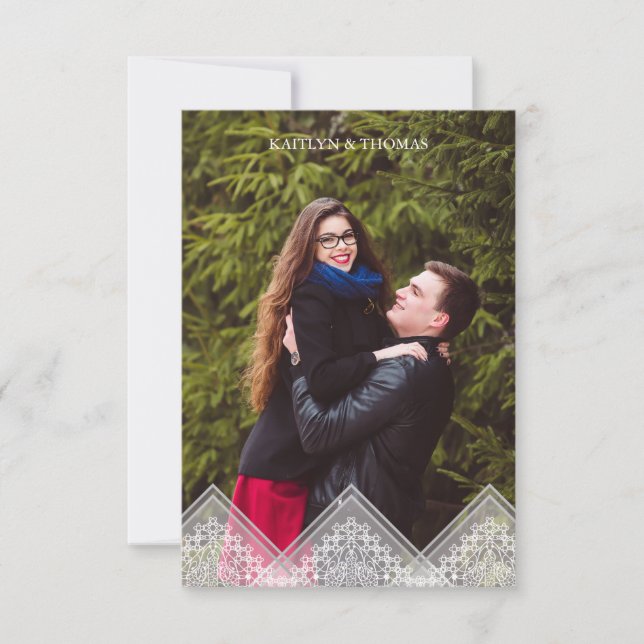 Trendy Lace Transparency Wedding Photo Instant Inbjudningar (Framsida)