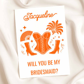 Trendy Las Vegas Showgirl Bridesmaid Proposal Kort