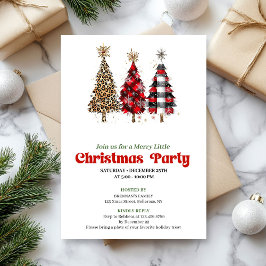 Trendy leopard and buffalo Christmas tree invite Inbjudningar
