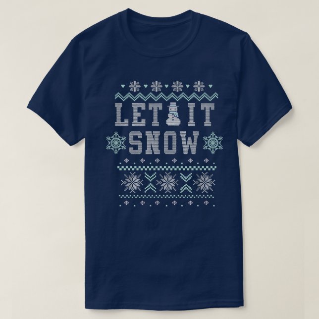 Trendy Let It Snow Christmas Pattern  T Shirt (Design framsida)