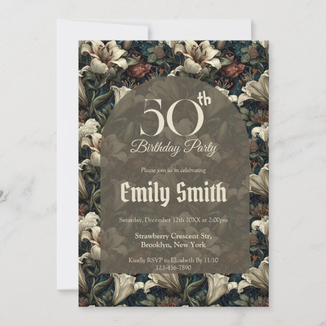 Trendy Lilies Themed 60Th Birthday Inbjudningar (Framsida)