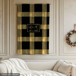 Trendy Luxurious Black Gold Modern Throw Blanket Fleecefilt