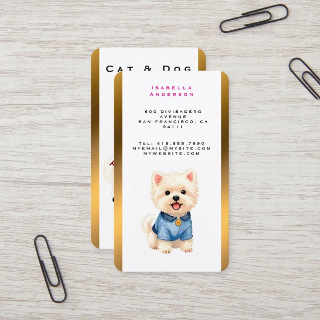 Trendy Luxury Grooming Pet Personalized Collection Visitkort (Fram/Back In Situ)