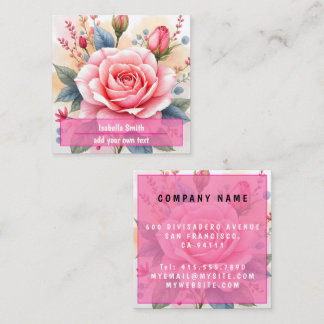 Trendy Luxury Pink Roses Beautiful Collection Fyrkantigt Visitkort