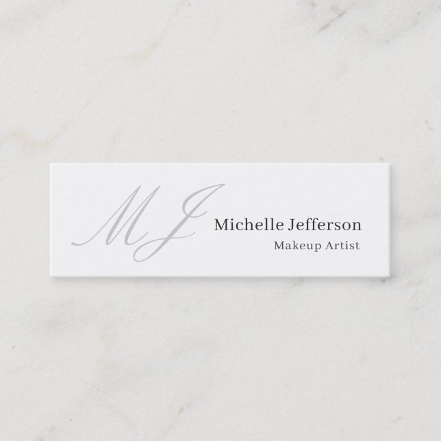 Trendy Makeup Artist Monogram Black White Stylish Mini Visitkort (Framsida)