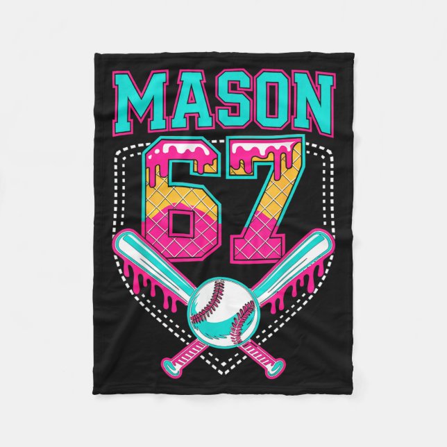 Trendy Mason 67 Mem Ice Cream Drip Baseball Birthd Fleecefilt (Framsidan)