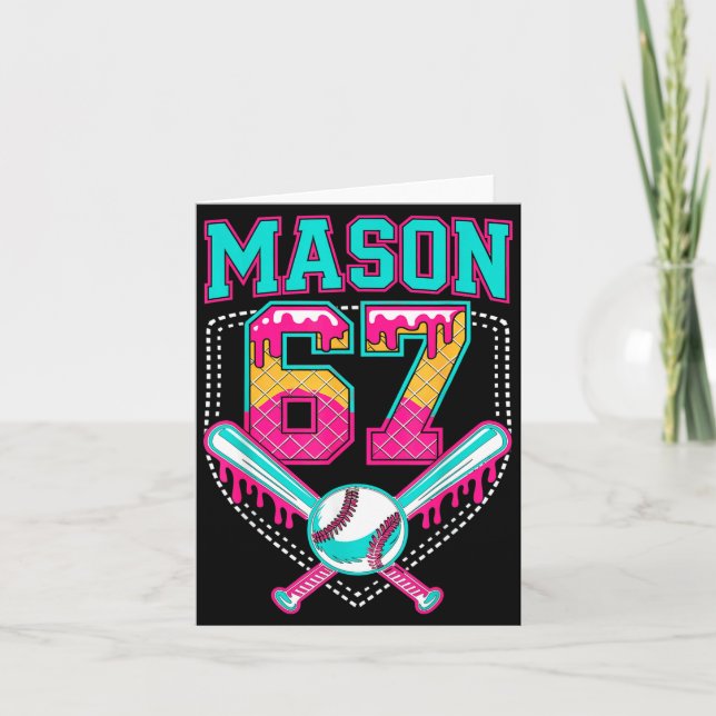 Trendy Mason 67 Mem Ice Cream Drip Baseball Birthd Kort (Framsida)