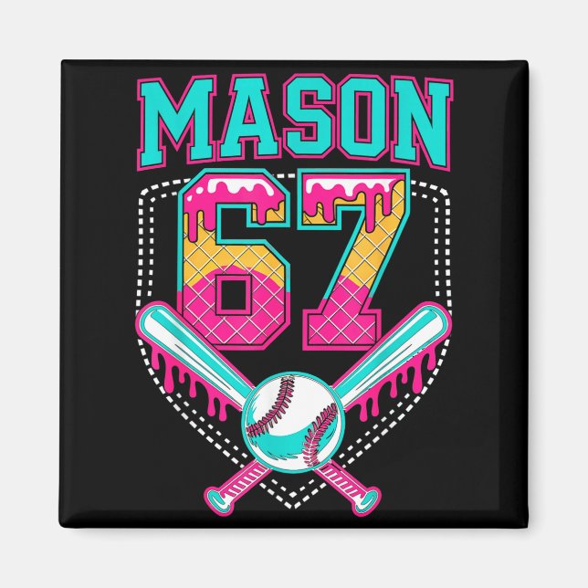 Trendy Mason 67 Mem Ice Cream Drip Baseball Birthd Magnet (Framsidan)