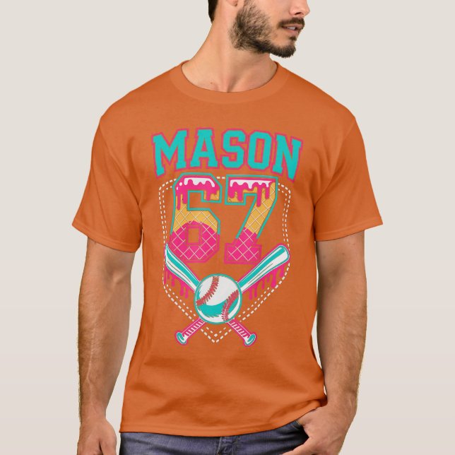 Trendy Mason 67 Mem Ice Cream Drip Baseball Birthd T Shirt (Framsida)