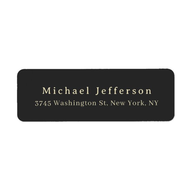 Trendy Matte Black Minimalist Own Name Address Returadress Etikett (Framsidan)