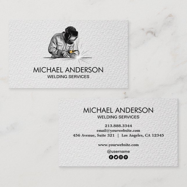Trendy Metal Welding Fabrication Contractor Welder Visitkort (Fram/baksida)