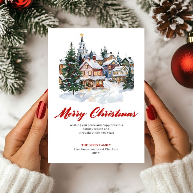 Trendy Minimalist Winter Scene Greeting Card Julkort (Trendy Minimalist Winter Scene Greeting Card)