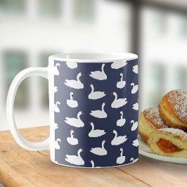 Trendy Modern Blue Swan Pattern Mug Kaffemugg