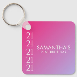Trendy Modern Bold Pink Gradient 21st Birthday Nyckelring
