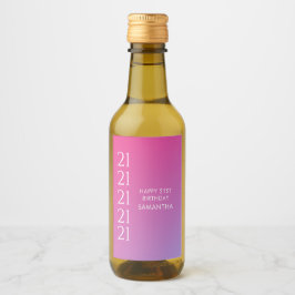 Trendy Modern Bold Pink Gradient 21st Birthday Vinetikett
