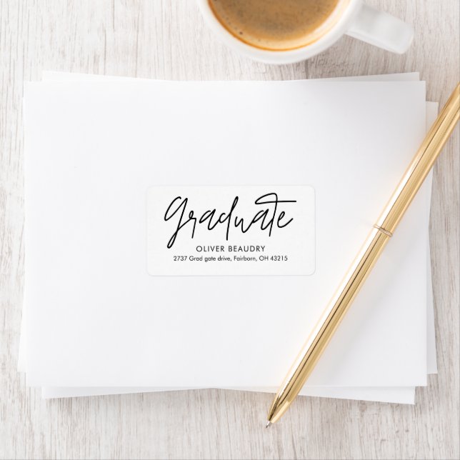 Trendy Modern Calligraphy Graduation  Adressetikett (Insitu)
