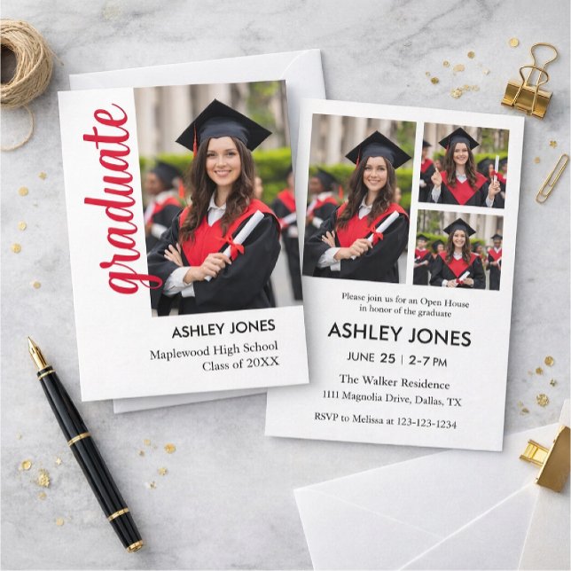 Trendy Modern Casual Photo Graduation Invitation Inbjudningar (Skapare uppladdad)