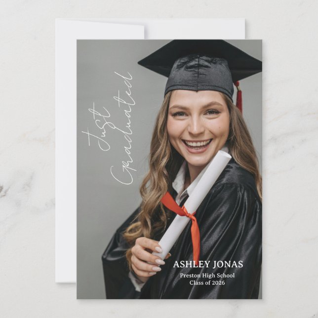 Trendy Modern Casual Photo Graduation Invitation Inbjudningar (Framsida)