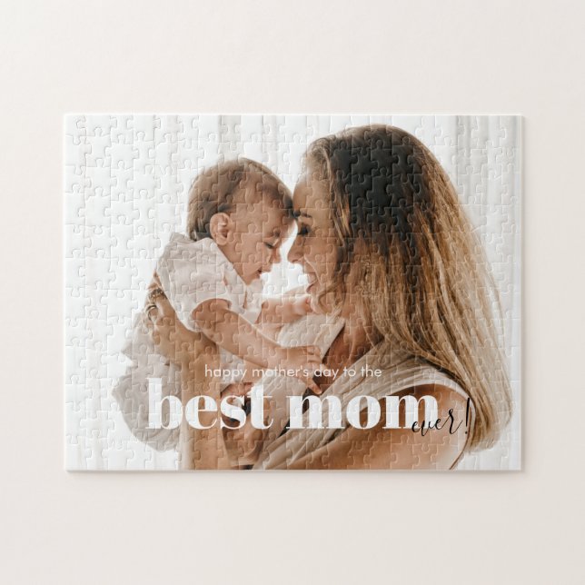 Trendy Modern Chic Best Mom Ever Photo Pussel (Horisontell)