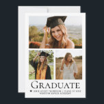 Trendy Modern Classic Graduation Photos  Inbjudningar<br><div class="desc">Celebrate your graduate’s milestone with this modern three photo graduation announcement postcard. Featuring a stylish collage layout with one large portrait and two supporting photos, this design allows you to showcase multiple favorite memories from your graduate’s journey. The clean, modern typography paired with a minimal layout keeps the focus on...</div>