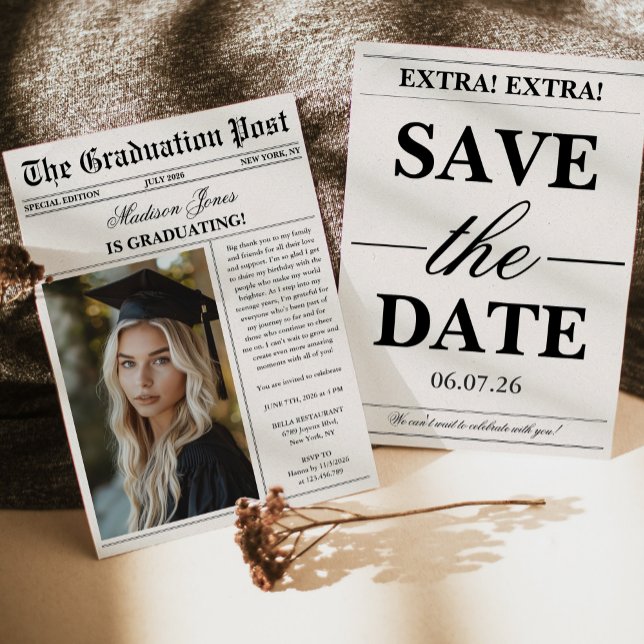 Trendy Modern Fun Photo Graduation  Inbjudningar (Skapare uppladdad)