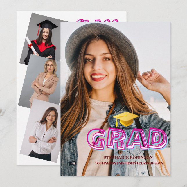 Trendy Modern Grad Photo Graduation 2026 Meddelande (Fram/baksida)
