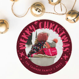 Trendy Modern Handwritten Christmas Photo Card Inbjudningar