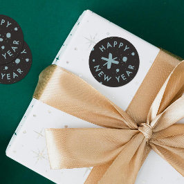 Trendy Modern Handwritten Happy New Year Sticker Runt Klistermärke