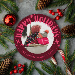 Trendy Modern Handwritten Holiday Photo Card Inbjudningar
