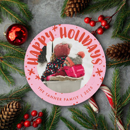Trendy Modern Handwritten Holiday Photo Card Inbjudningar