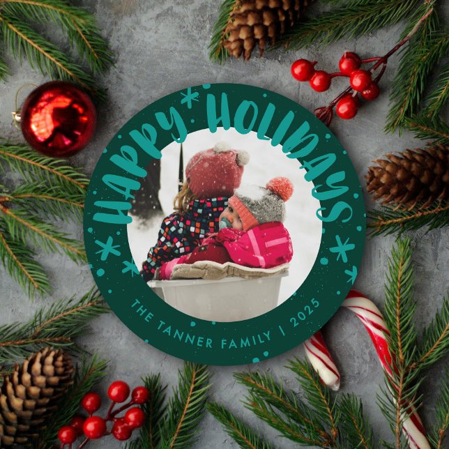 Trendy Modern Handwritten Holiday Photo Card Inbjudningar (Skapare uppladdad)