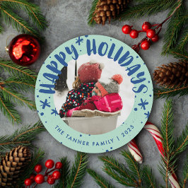 Trendy Modern Handwritten Holiday Photo Card Inbjudningar