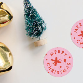 Trendy Modern Handwritten Merry Christmas Sticker Runt Klistermärke