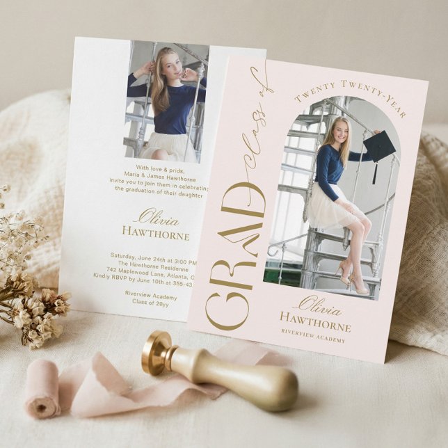 Trendy Modern Minimal Arch Photo Graduation Party Inbjudningar (Trendy Modern Minimal Arch Photo Graduation Party Invitation)