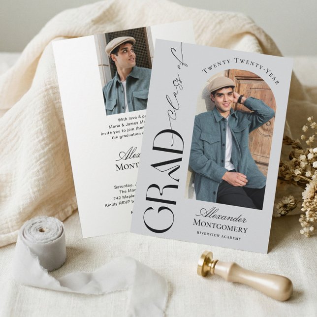 Trendy Modern Minimal Arch Photo Graduation Party Inbjudningar (Trendy Modern Minimal Arch Photo Graduation Party Invitation)