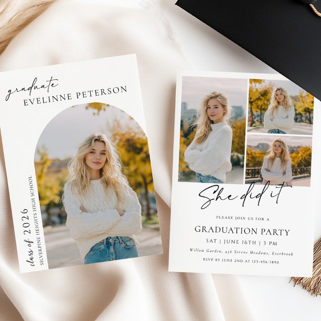 Trendy Modern Photo Graduation Invitation Inbjudningar (Skapare uppladdad)