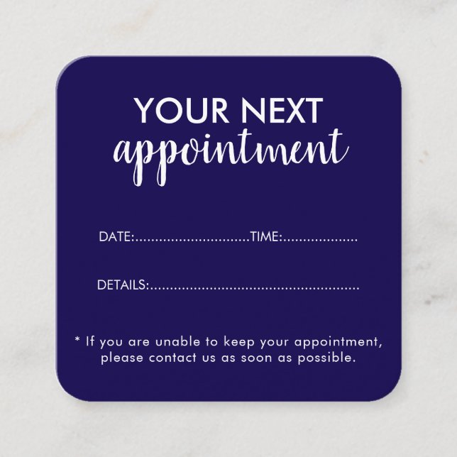 Trendy Modern Salon Appointment Reminder Card Tidsbeställning Kort (Framsida)