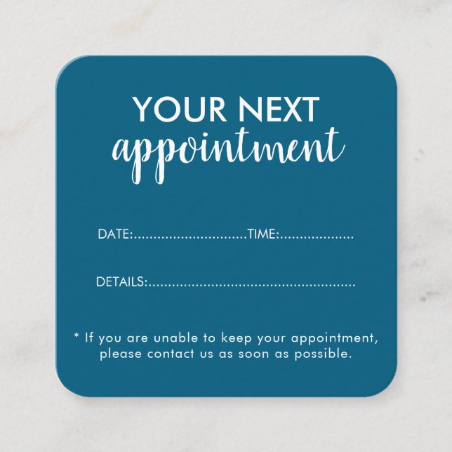 Trendy Modern Salon Appointment Reminder Card Tidsbeställning Kort (Framsida)