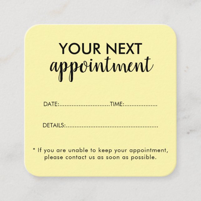 Trendy Modern Salon Appointment Reminder Card Tidsbeställning Kort (Framsida)