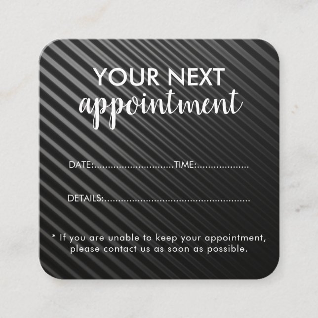 Trendy Modern Salon Appointment Reminder Card Tidsbeställning Kort (Framsida)