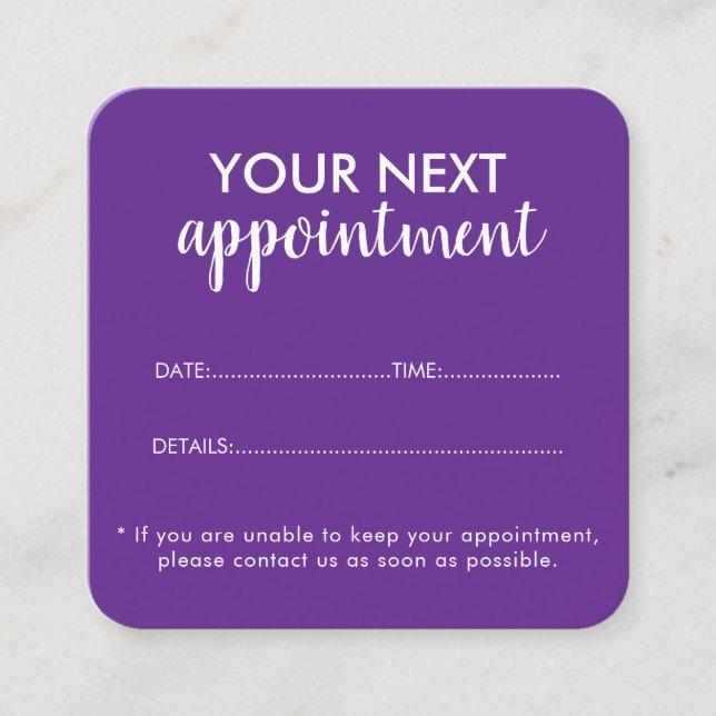 Trendy Modern Salon Appointment Reminder Card Tidsbeställning Kort (Framsida)