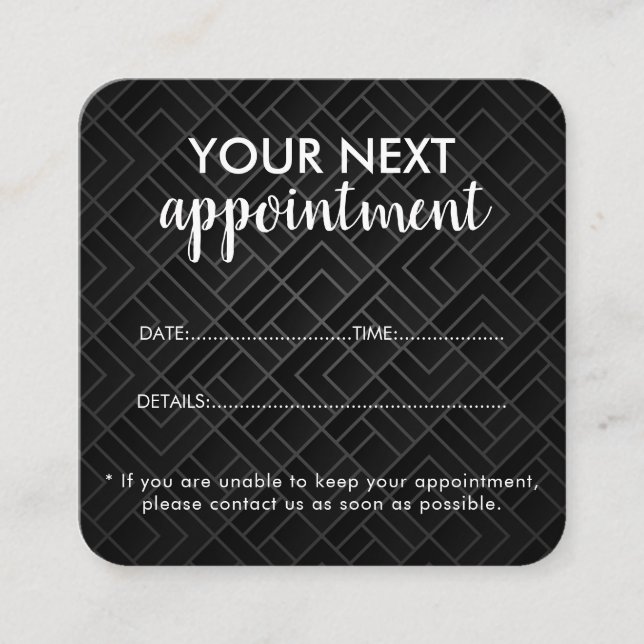 Trendy Modern Salon Appointment Reminder Card Tidsbeställning Kort (Framsida)