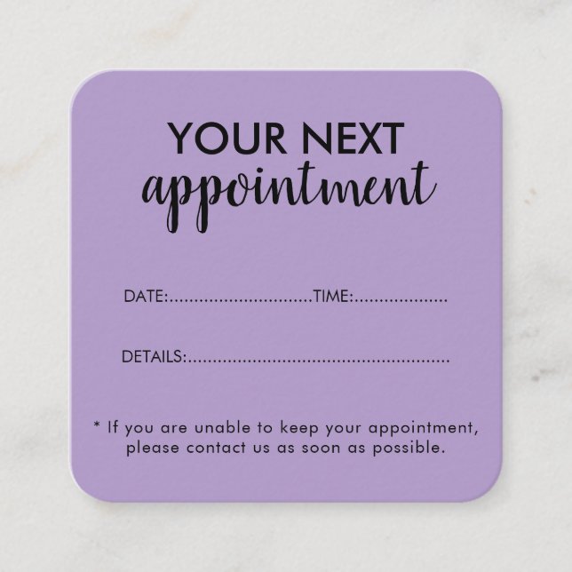 Trendy Modern Salon Appointment Reminder Card Tidsbeställning Kort (Framsida)