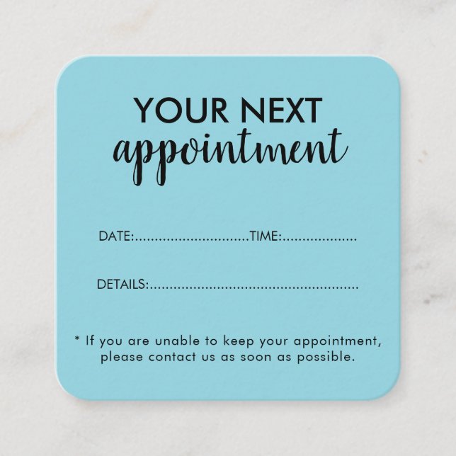 Trendy Modern Salon Appointment Reminder Card Tidsbeställning Kort (Framsida)