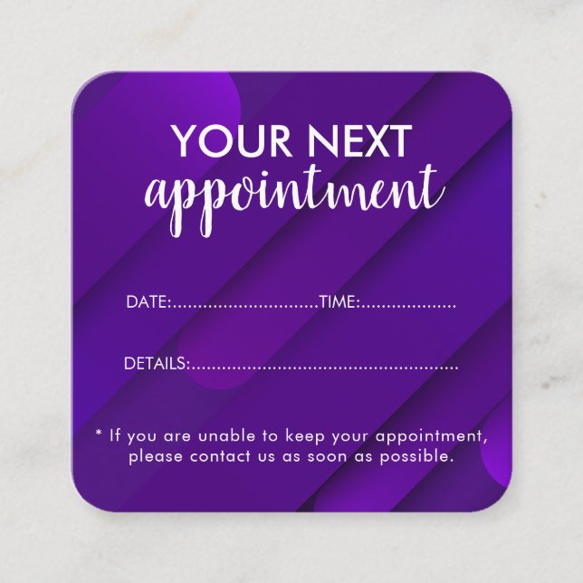 Trendy Modern Salon Appointment Reminder Card Tidsbeställning Kort (Framsida)