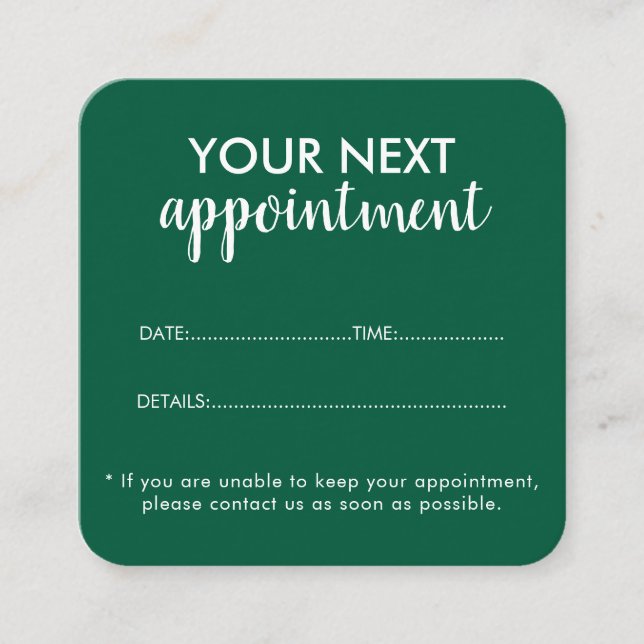 Trendy Modern Salon Appointment Reminder Card Tidsbeställning Kort (Framsida)
