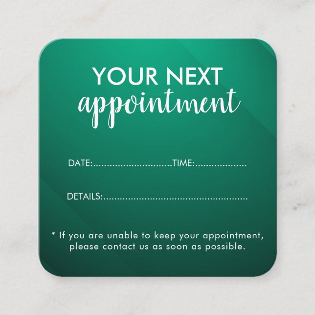 Trendy Modern Salon Appointment Reminder Card Tidsbeställning Kort (Framsida)